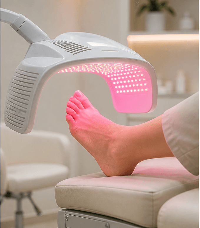 Fototerapia LED aplicada em cuidado podológico